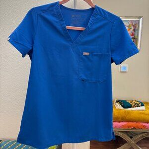 FIGS Catarina One-Pocket Scrub Top in Royal Blue XS
